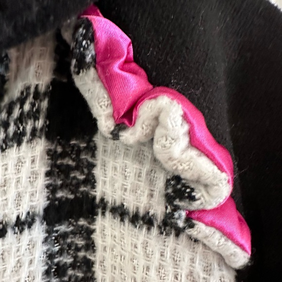 Penelope Mack Black White Pink Wool Blend Coat Size 24 Months - Picture 7 of 10